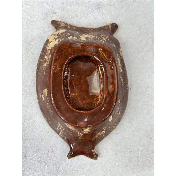 Vintage OWL Ceramic soap dish Reto1970’s style Dark Red And Gold - Picture 5 of 10